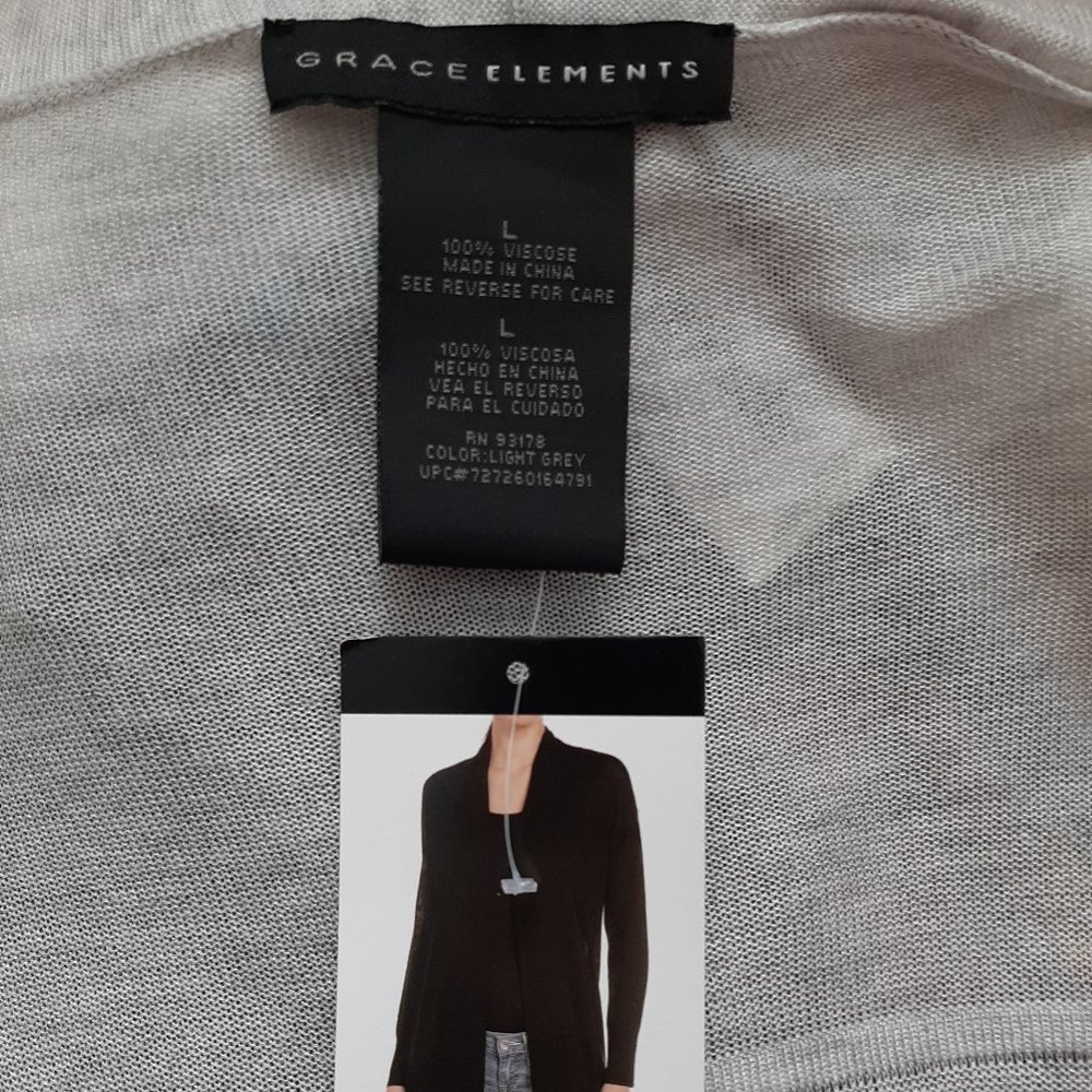 Grace Elements Light Gray Open Front Cardigan - image 4